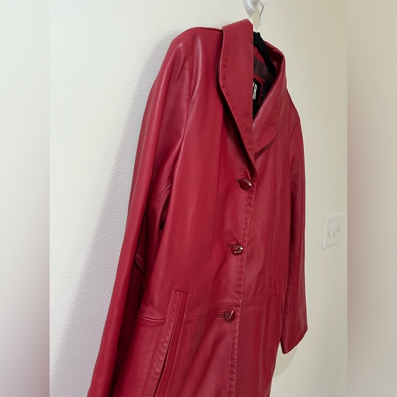 La Nouvelle Renaissance Leather Coat Burgundy Red Women’s XL - Picture 4 of 7